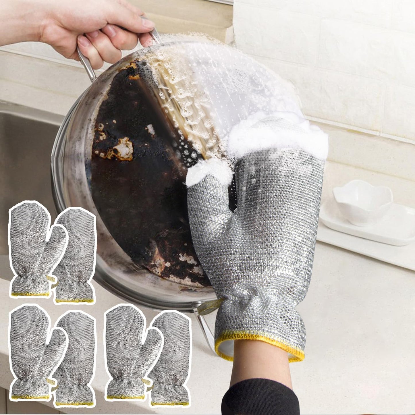 ๐งค Steel Wire Cleaning Glove Pair (Pack of 2) โ Tough on Dirt, Gentle on Hands ๐ชโจ