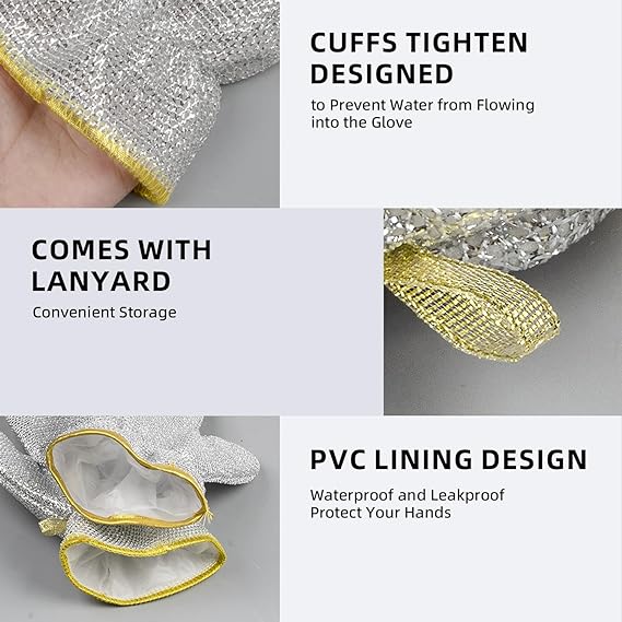 ๐งค Steel Wire Cleaning Glove Pair (Pack of 2) โ Tough on Dirt, Gentle on Hands ๐ชโจ