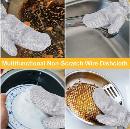 🧤 Steel Wire Cleaning Glove Pair (Pack of 2) – Tough on Dirt, Gentle on Hands 💪✨