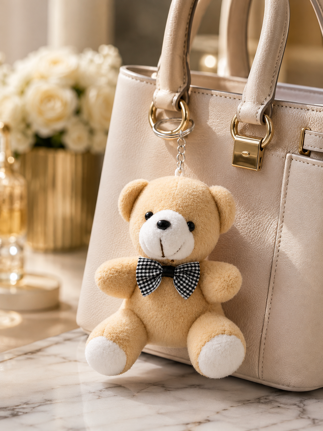Teddy Bear Plush Bag Charm – Cute Keychain🧸