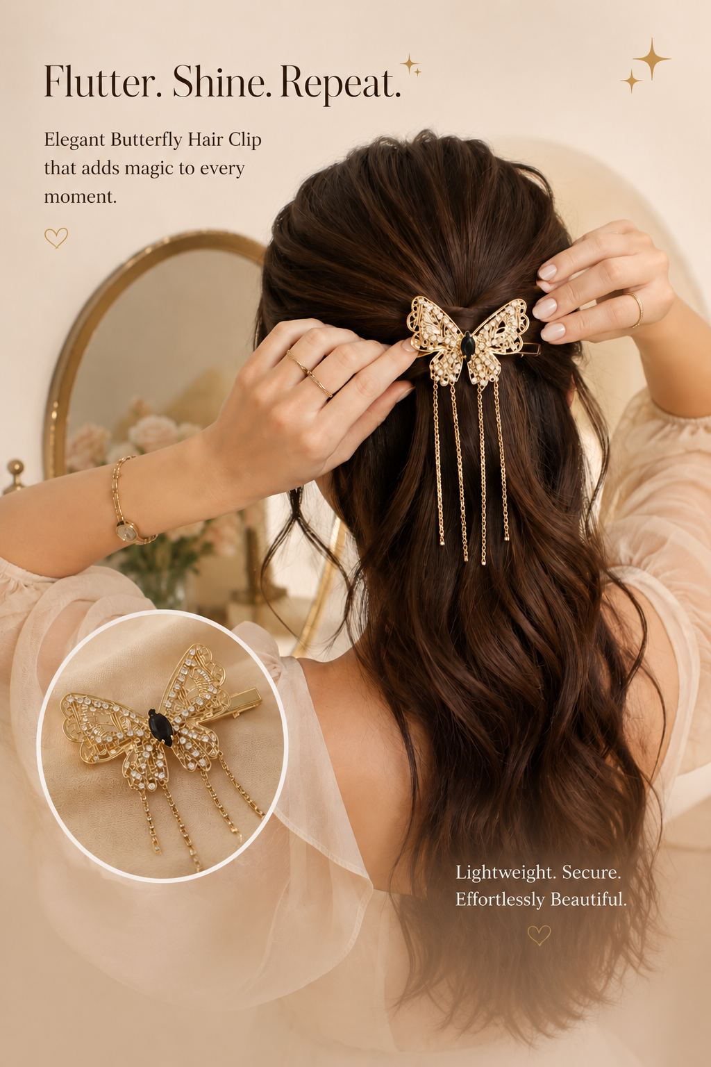 Butterfly Tassel Hair Clip (Metal)