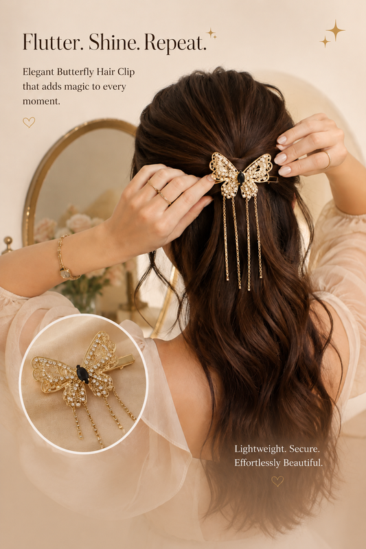Butterfly Tassel Hair Clip (Metal)