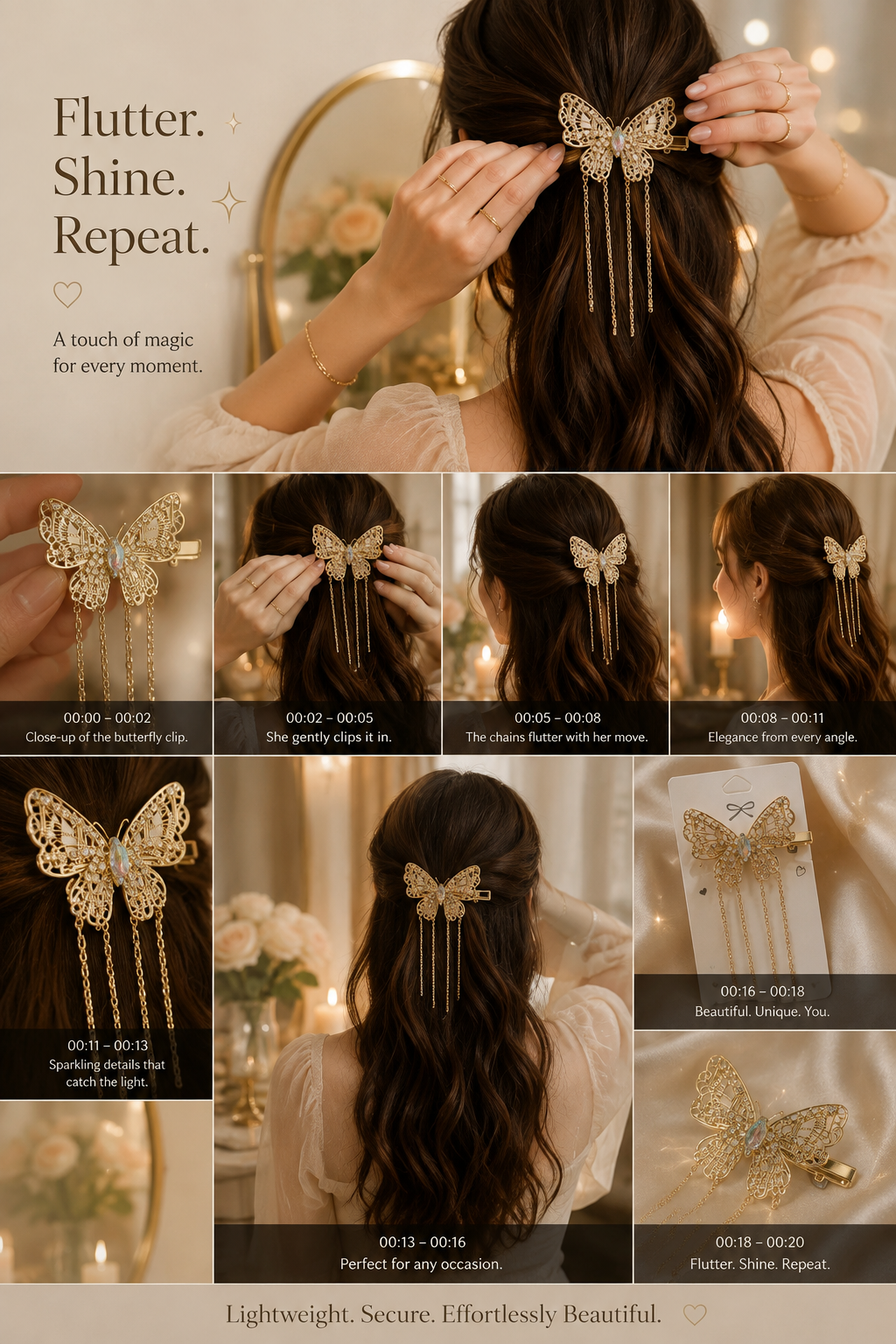 Butterfly Tassel Hair Clip (Metal)