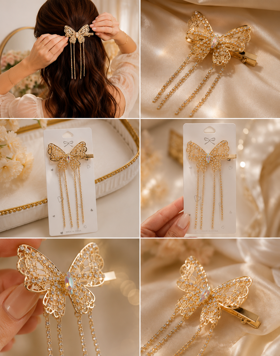 Butterfly Tassel Hair Clip (Metal)
