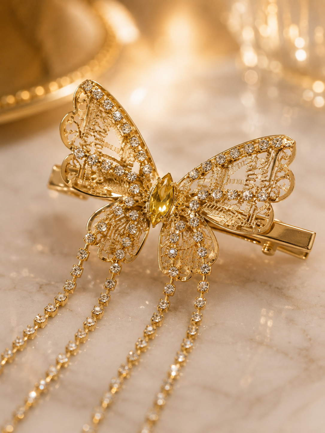 Butterfly Tassel Hair Clip (Metal)