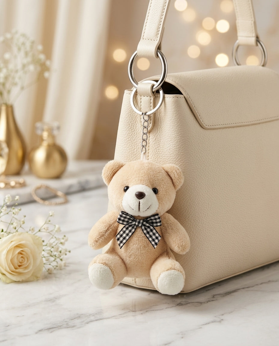 Teddy Bear Plush Bag Charm – Cute Keychain🧸