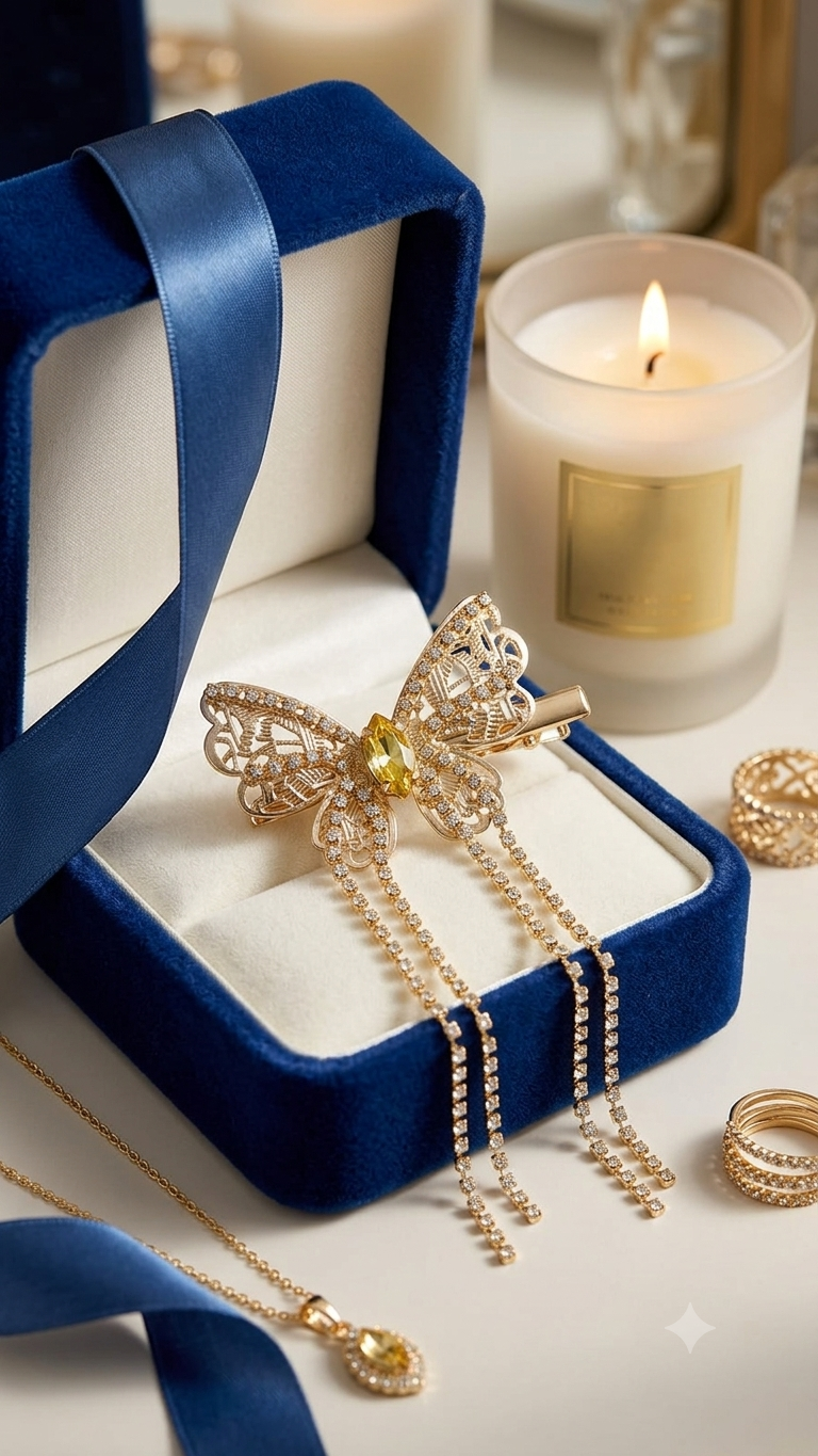 Butterfly Tassel Hair Clip (Metal)