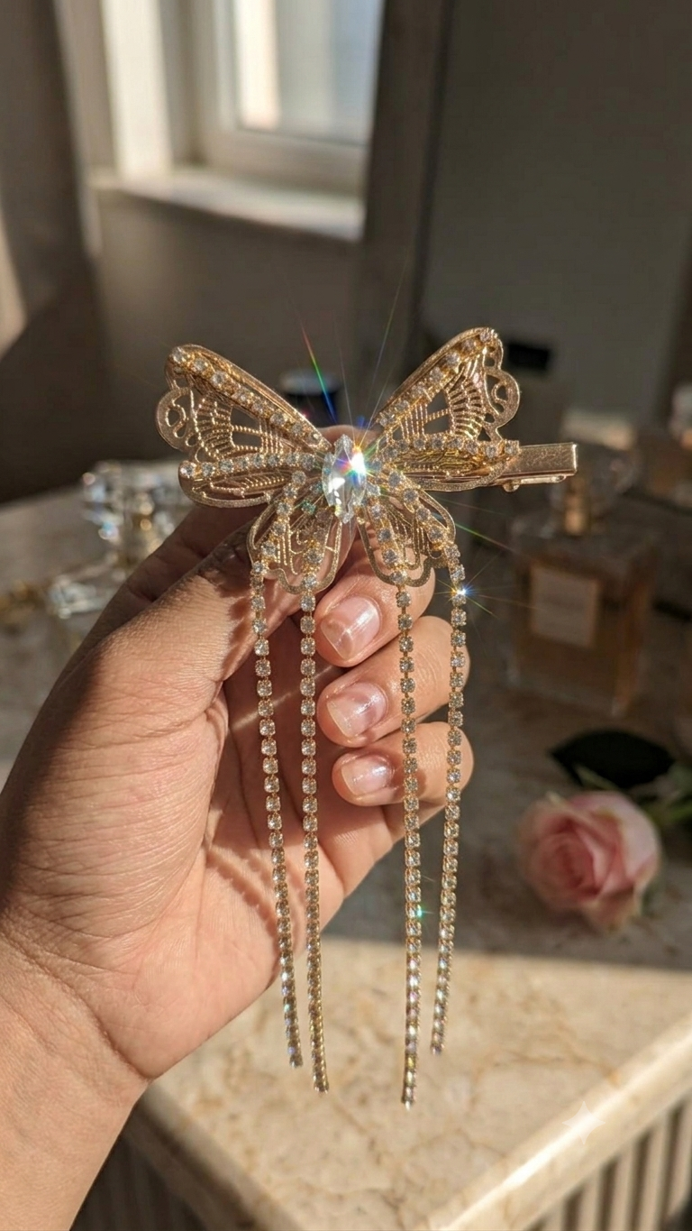 Butterfly Tassel Hair Clip (Metal)