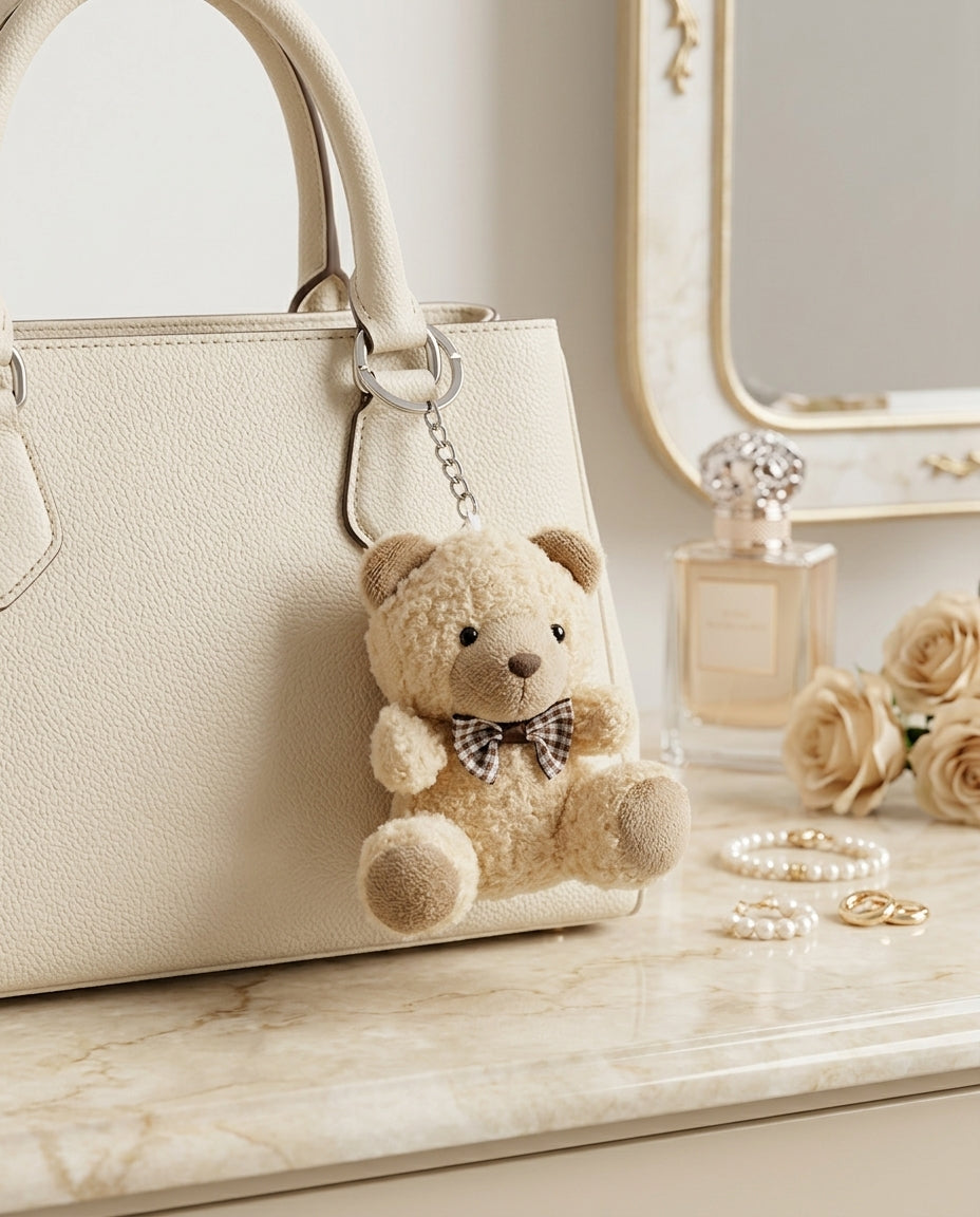Teddy Bear Plush Bag Charm – Cute Keychain🧸