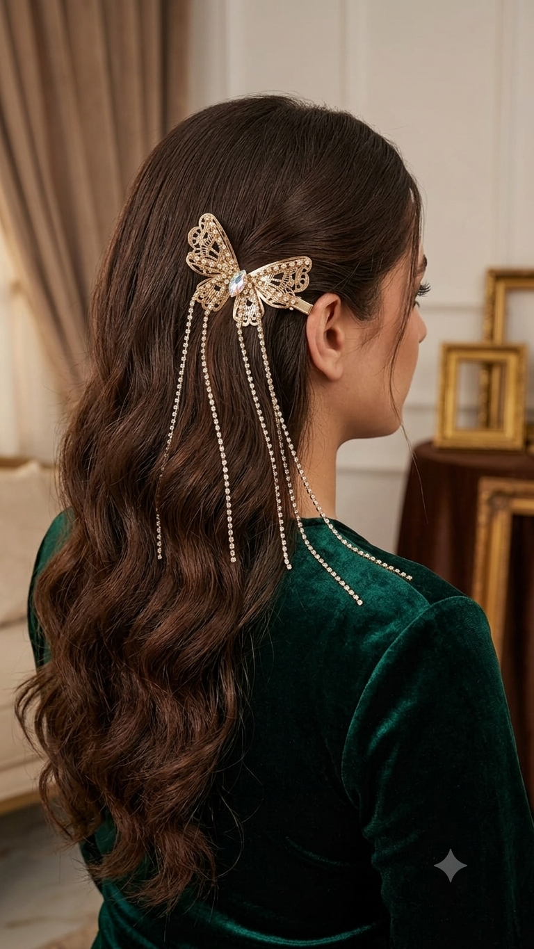 Butterfly Tassel Hair Clip (Metal)