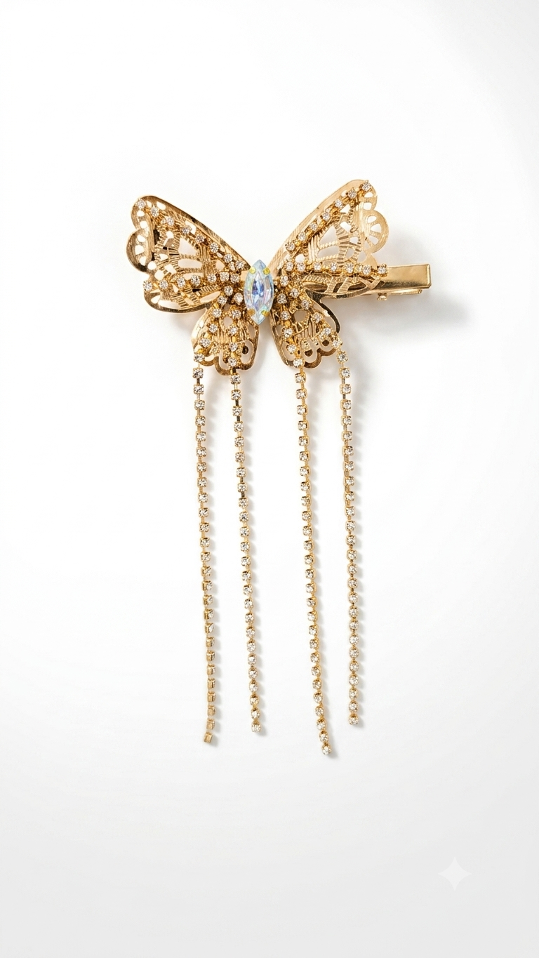 Butterfly Tassel Hair Clip (Metal)