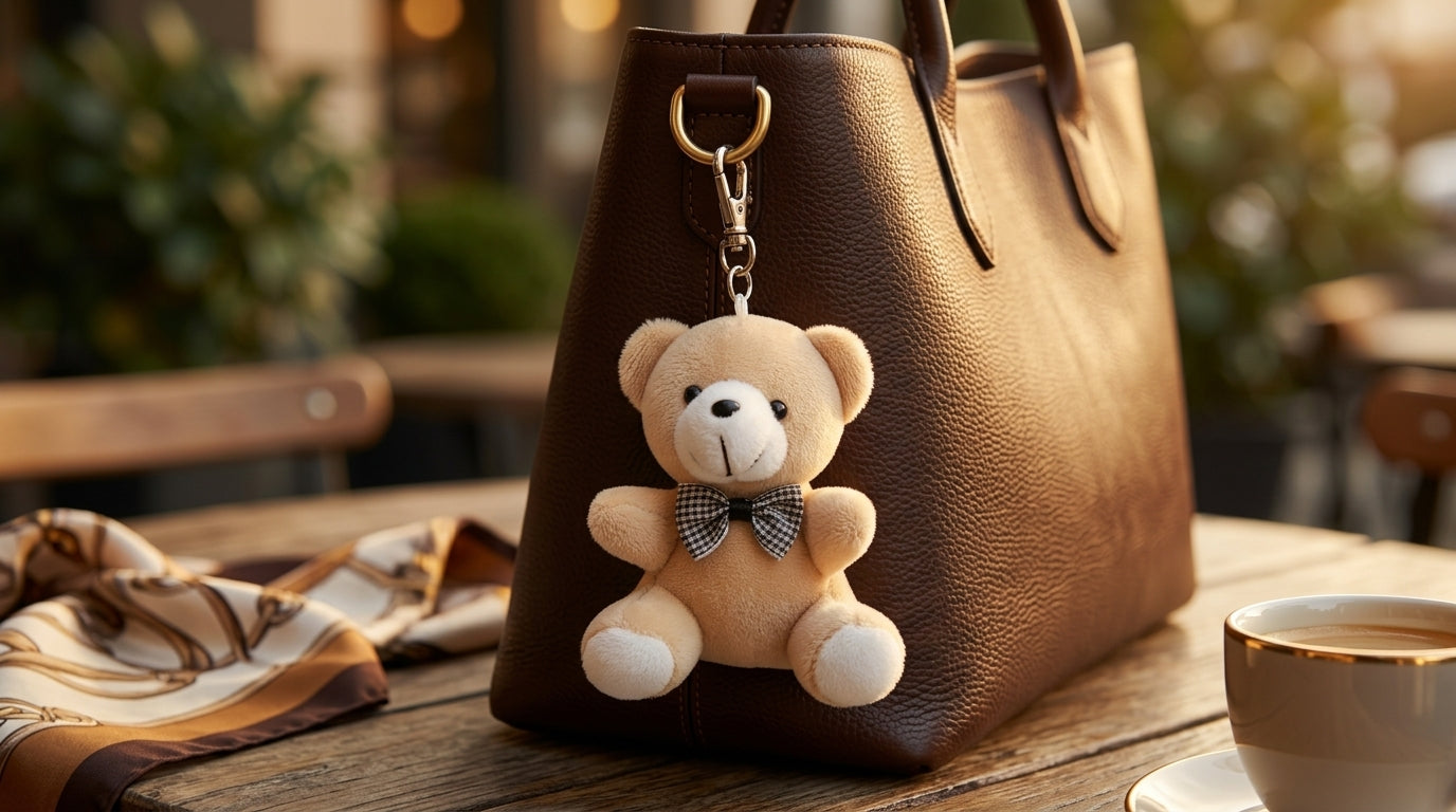 Teddy Bear Plush Bag Charm – Cute Keychain🧸